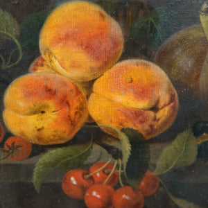 French Oil Still Life Canvas - Peaches & Figs