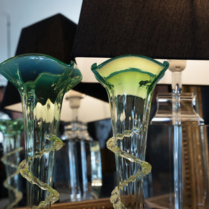 19th Century Belgian Crystal Uranium Vases