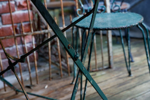 French Iron Garden Table - Green Patina