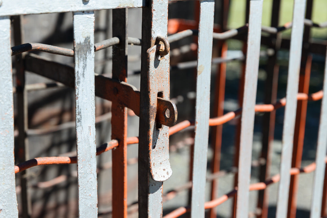 French Wine Bottle Cage - Orange Silver Patina