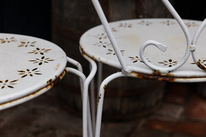 French White Garden Chairs - White Rusty Patina
