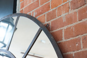 1930's Arched French Industrial Steel Factory Mirror