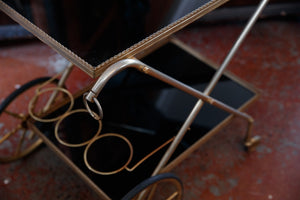 French Mid Century Brass Drinks Trolley