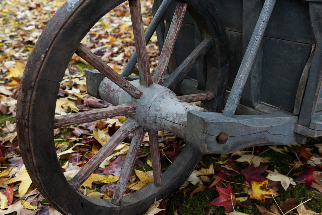 Antique French Farmhouse Wooden Wheelbarrow