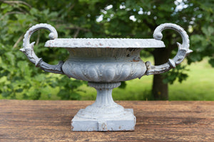 French Cast Iron Urns - Blue/Grey Patina