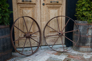 Vintage French Iron Cart Wheels
