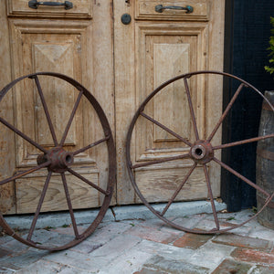 Vintage French Iron Cart Wheels