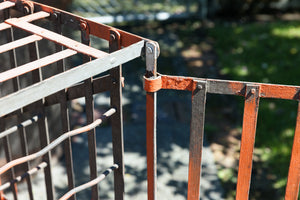 French Wine Bottle Cage - Orange Silver Patina