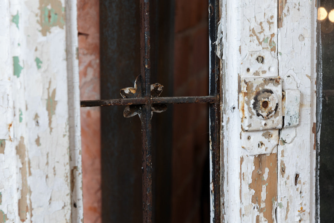 Antique French Entrance Door - White Patina