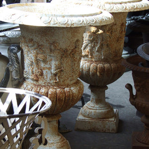 French Cherub Cast Iron Urns