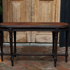 Antique Oak & Rattan Bench Seat