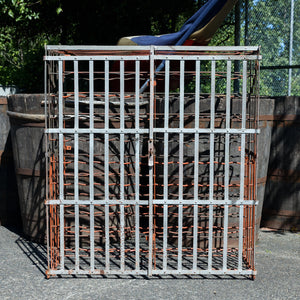 French Wine Bottle Cage - Orange Silver Patina
