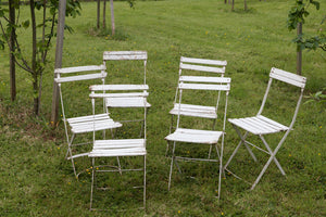 French Vintage Folding White Wooden Cafe'/Garden Chairs