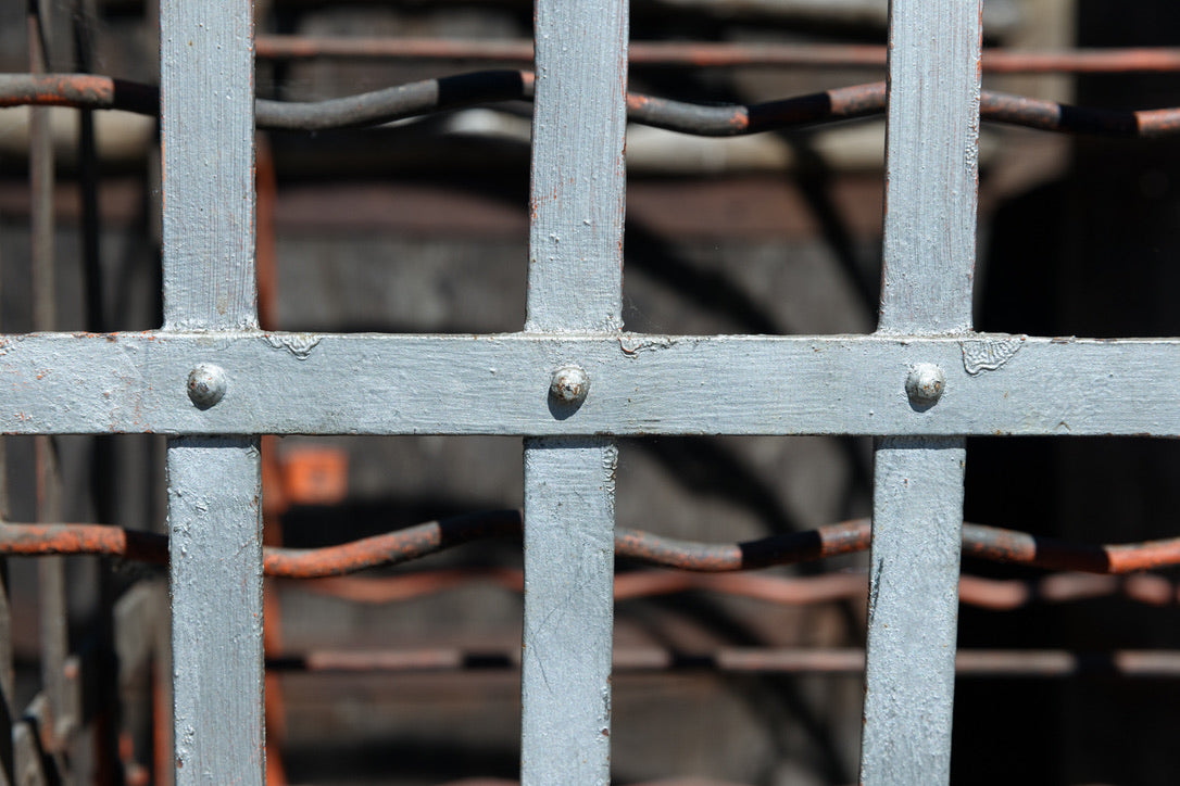 French Wine Bottle Cage - Orange Silver Patina