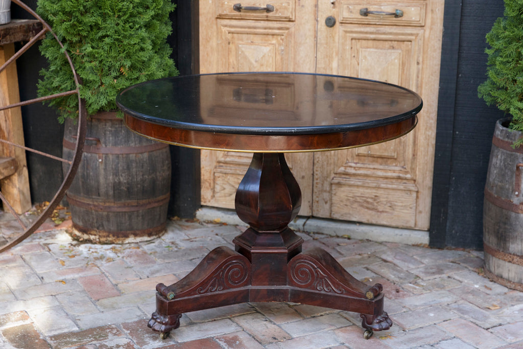 French Empire Style Mahogany & Black Marble Parlour Table