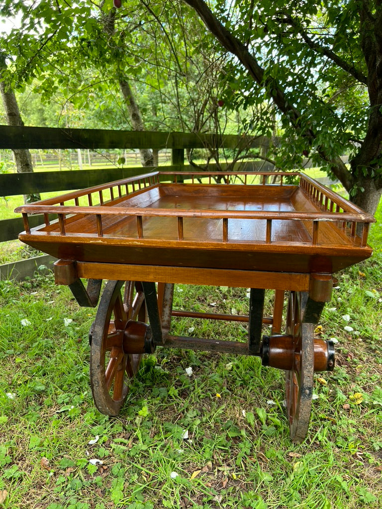 Beautiful Antique French Wooden Market Trolley