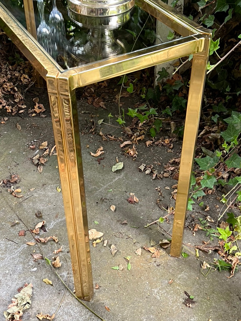 Original French Mid Century Brass & Glass Console