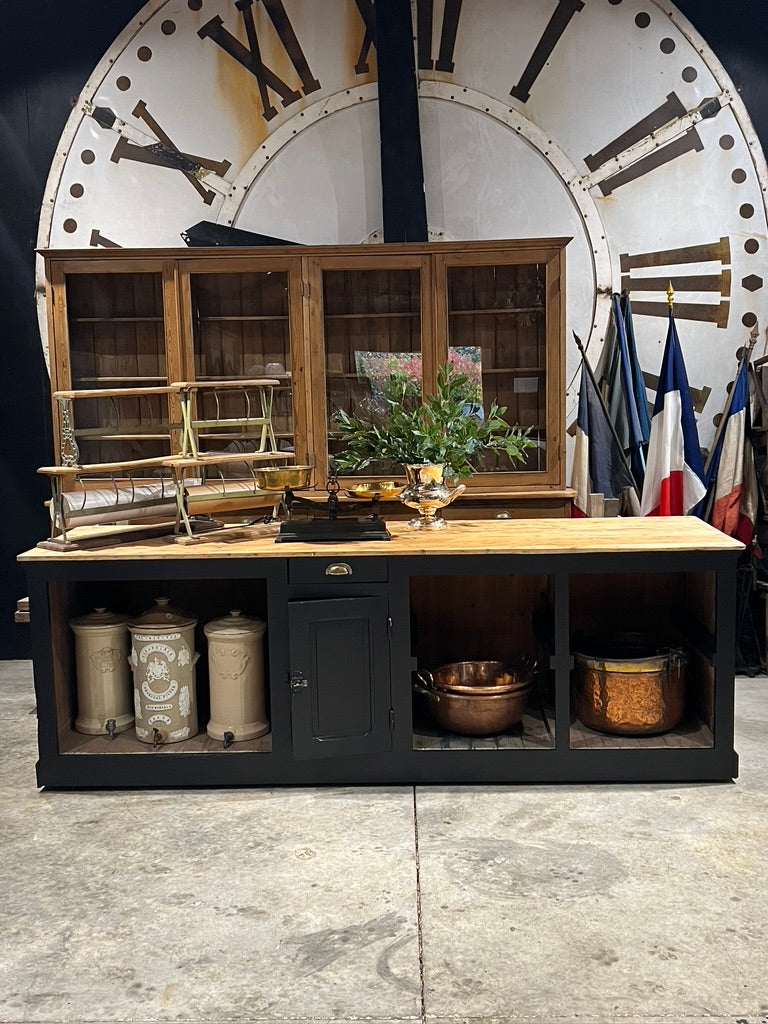 Vintage French Pine Shop Counter/Kitchen Island