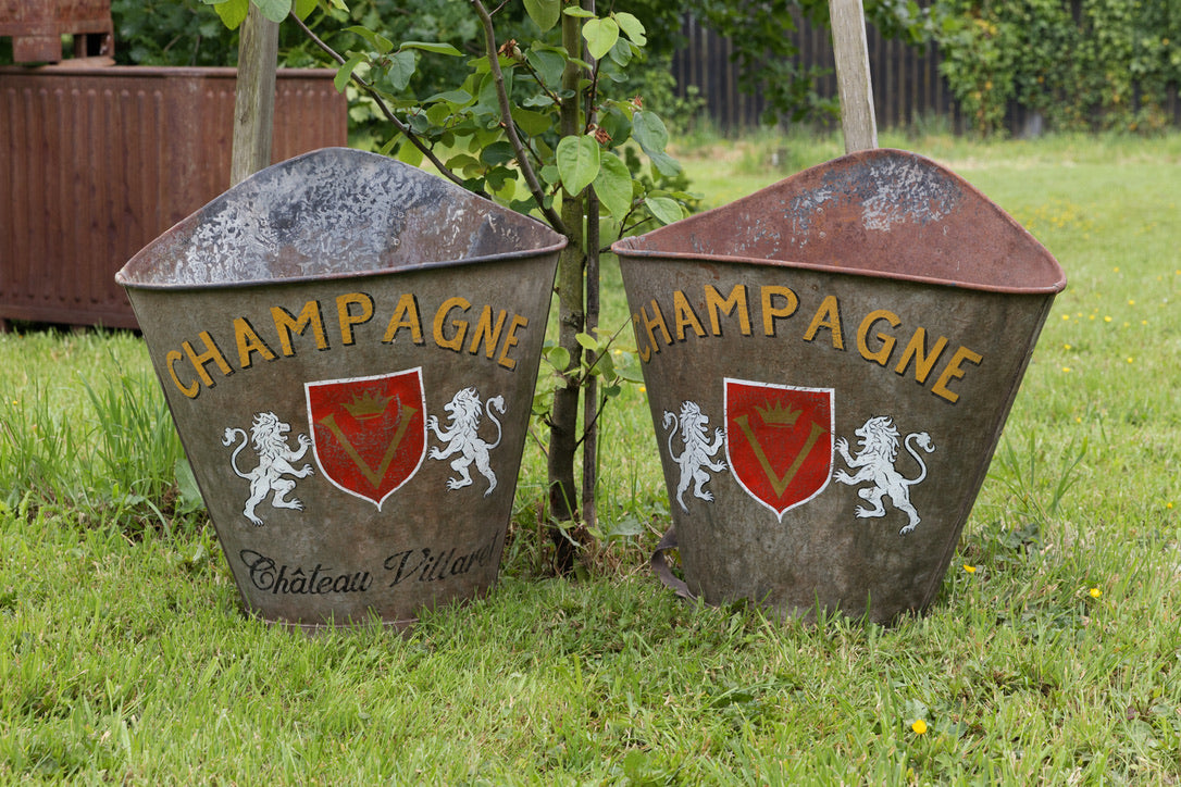 French Zinc Champagne Grape Picking Hods