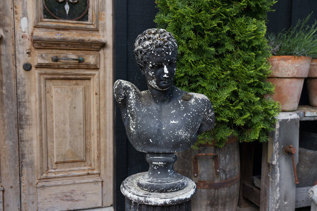 Vintage Bust Of Hermes On Fluted Plinth