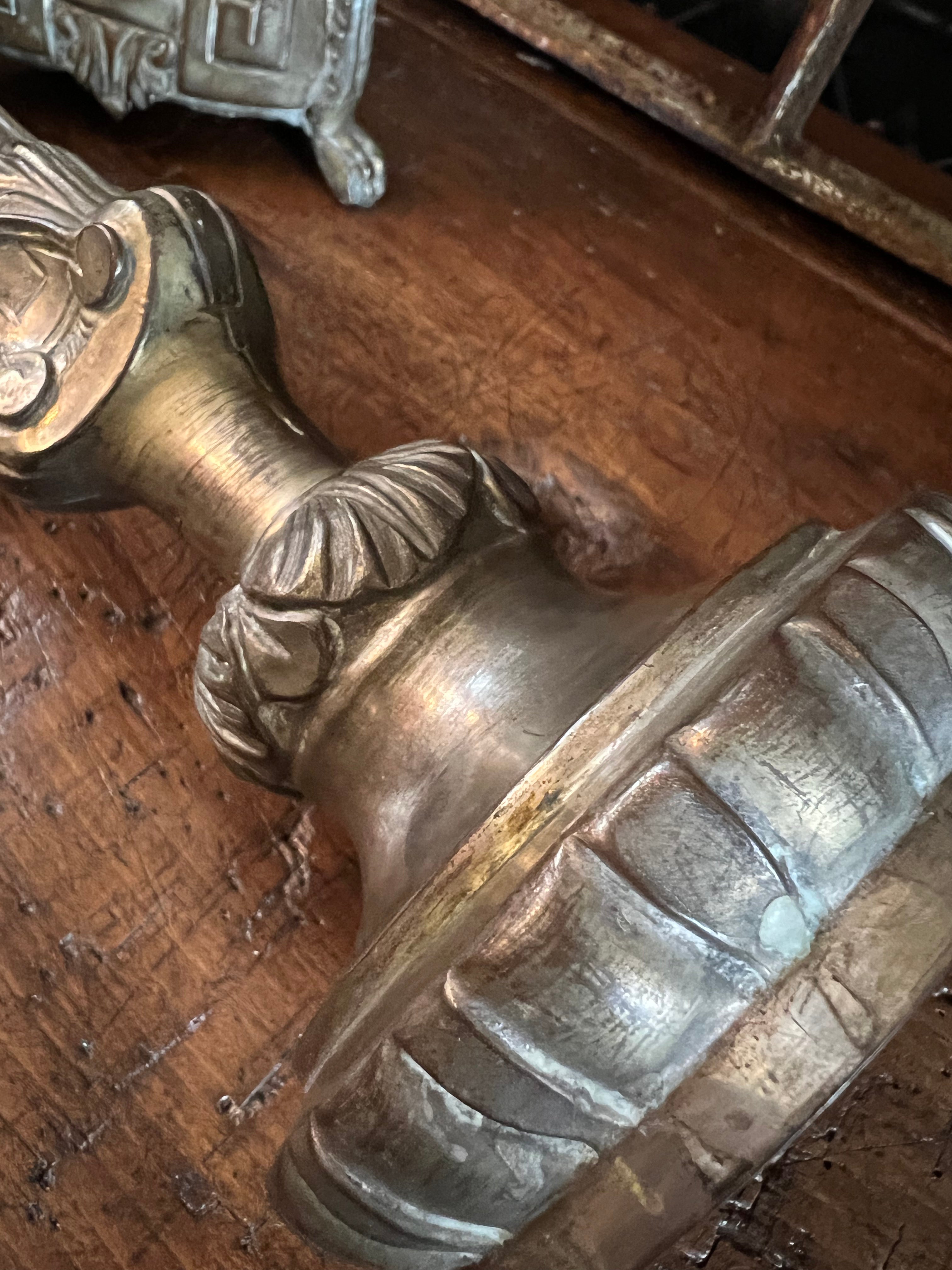 Beautiful 19th Century French Brass Candlesticks