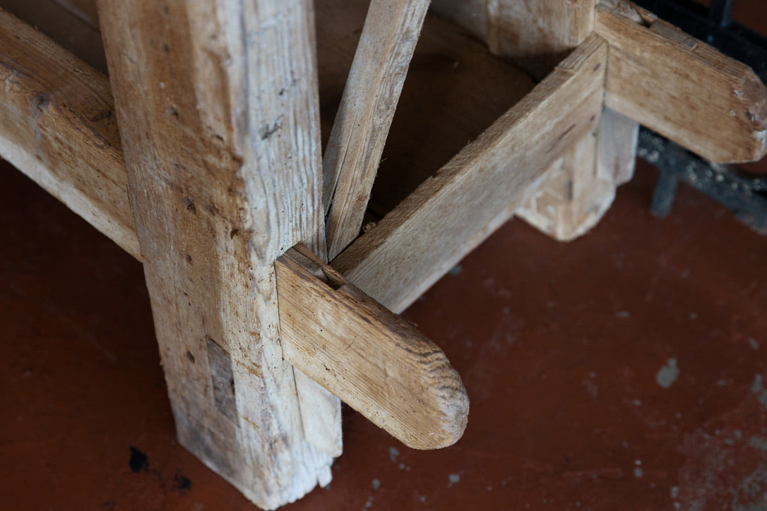 1930's French Bleached Oak Workbench