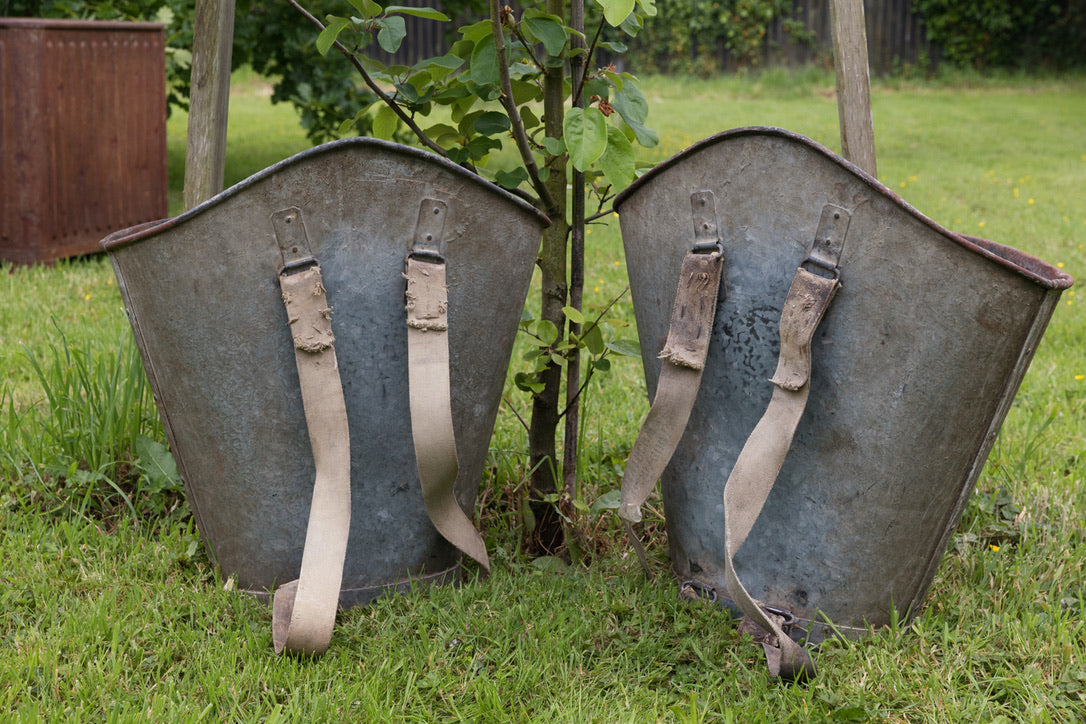 French Zinc Champagne Grape Picking Hods