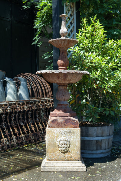 Two-Tiered French Cast Iron Fountain - Decorative Collective