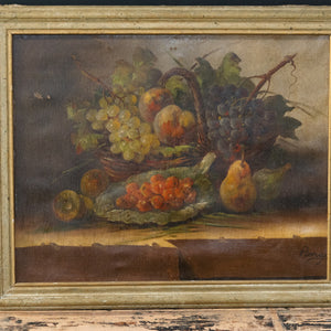 French Still Life Oil Canvas - Corbeille de Fruits