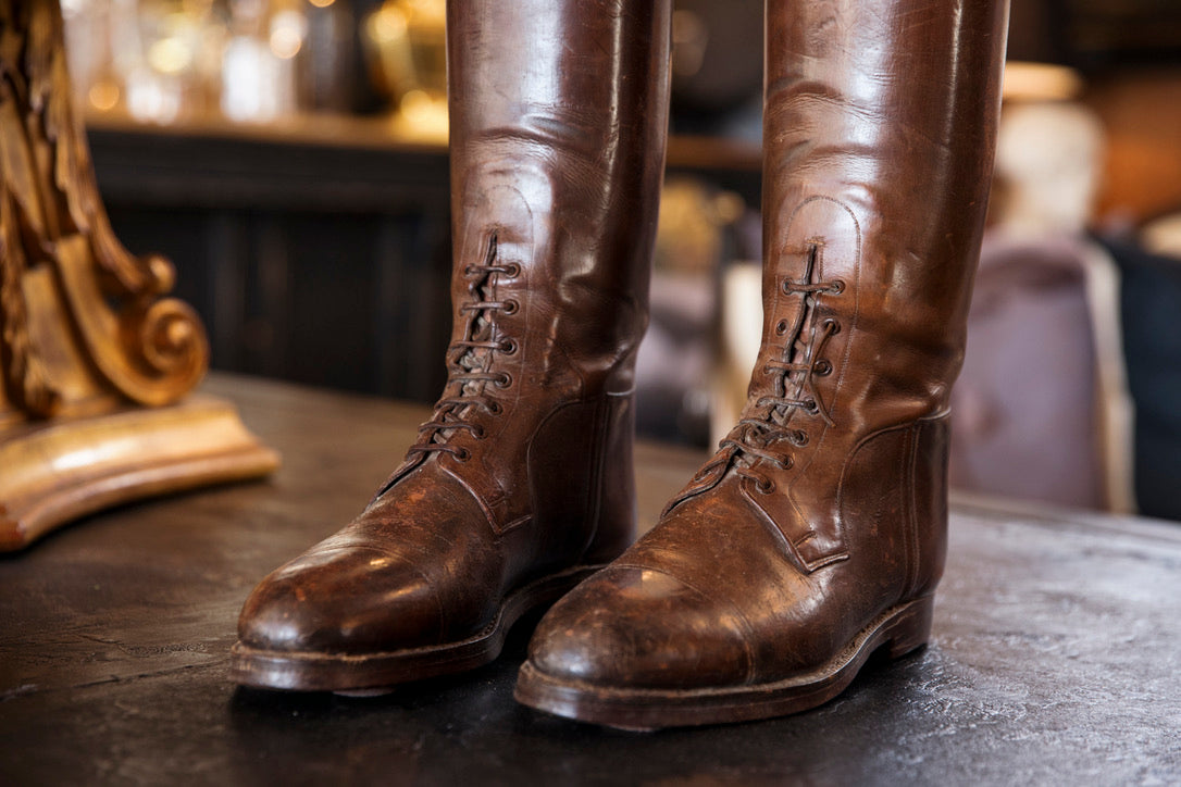 1930's French Leather Riding Boots