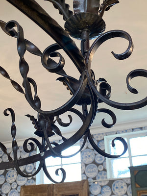 Huge French Forged Wrought Iron Light