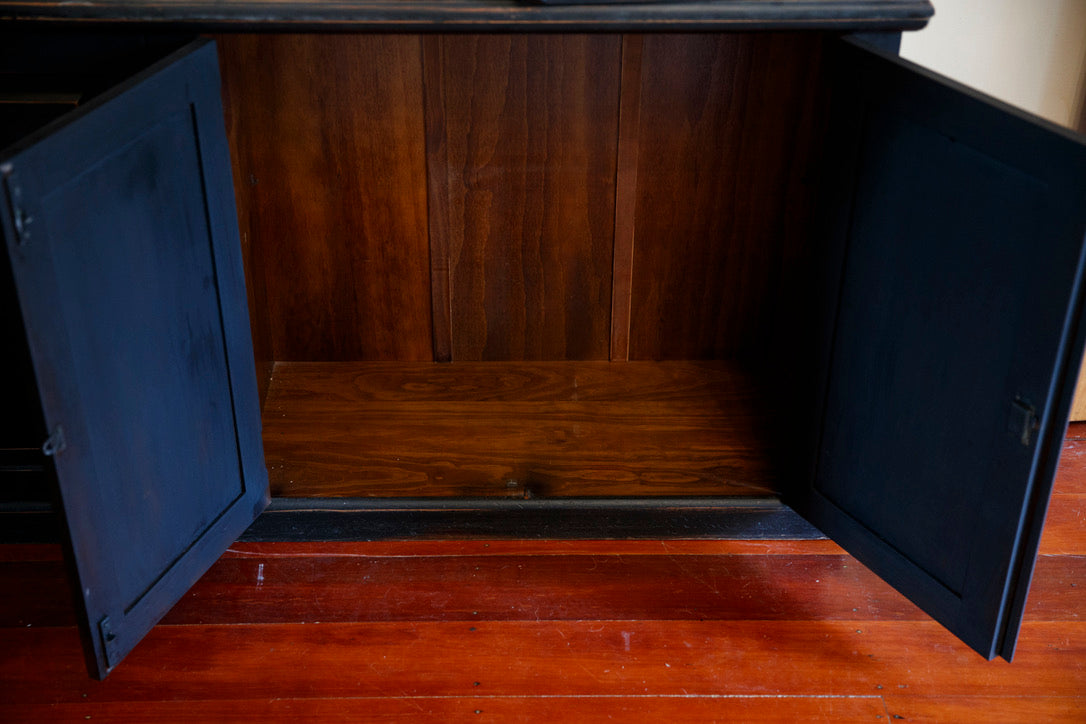 French 1930's Ebonized Cabinet with Glass Doors