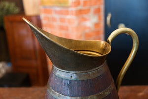 Antique French Wooden & Brass Jug - No 1