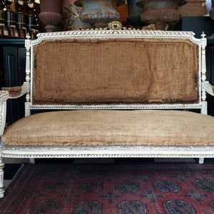 19th Century French Undressed Sofa - White Patina