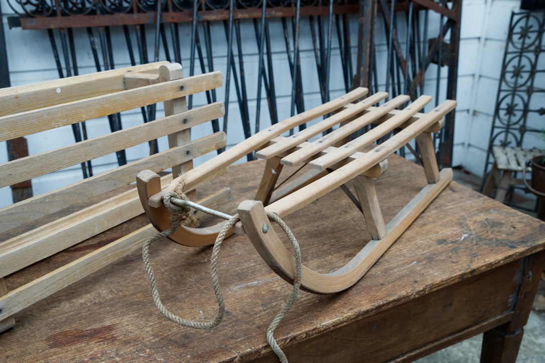 Original Vintage Wooden French Sleigh Sledge