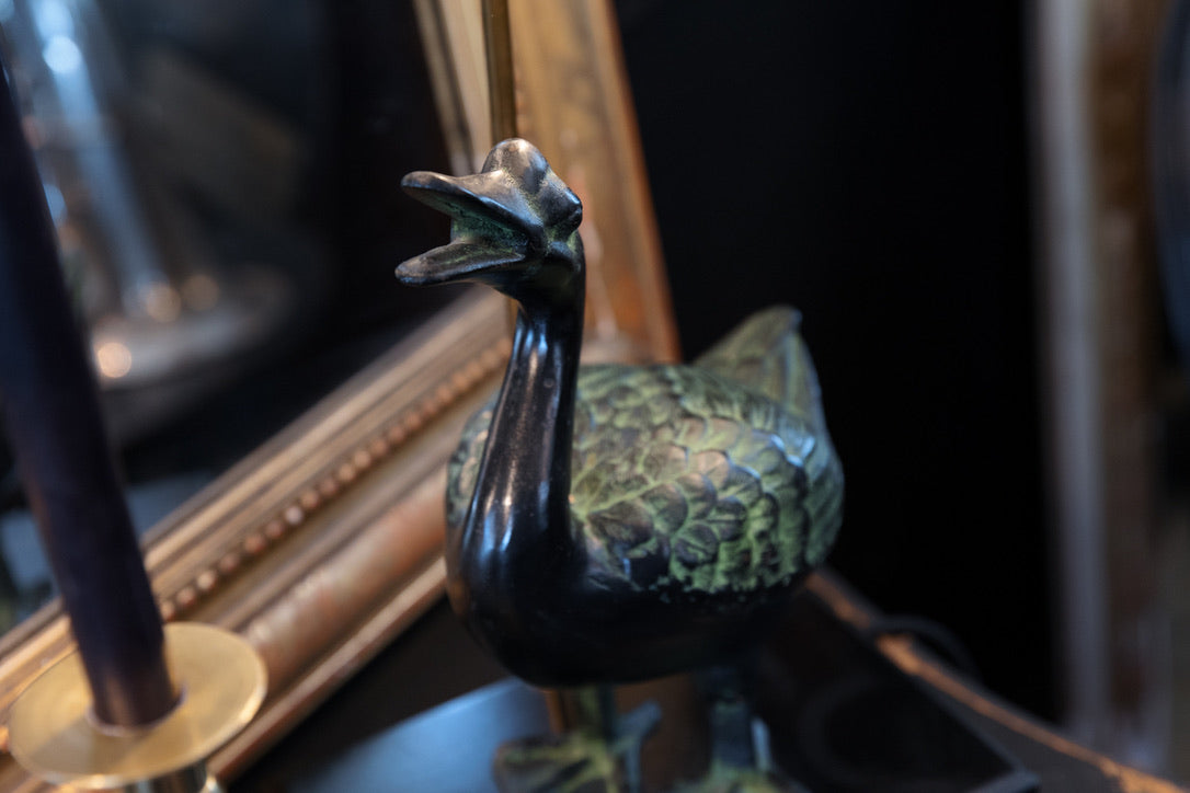 French Mid Century Brass Duck Lamps
