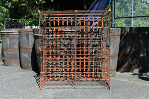 French Wine Bottle Cage - Orange Silver Patina