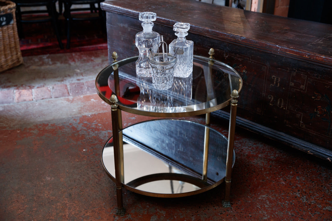 Original French Mid Century Mirrored Salon Table