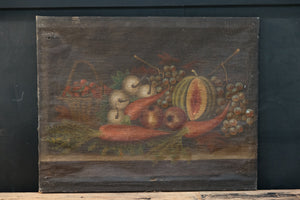 French Still Life Oil Canvas - Légumes et Fraises