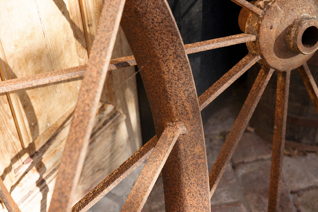 Large Belgium Cast Iron Wagon Wheels