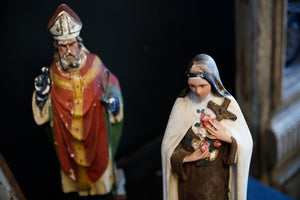 Vintage Plaster Religious Statues - Saint Therese & Saint