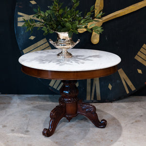 19th Century French Marble & Rosewood Parlour Table