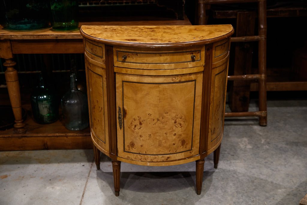 Antique French Half Circle Walnut Veneer Cabinet