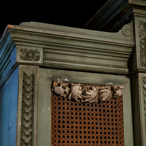 19th Century French Armoire With Dressing Mirror - Green Patina