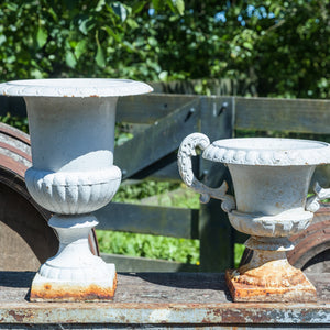 White Patina French Cast Iron Urns - No 6