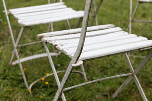 French Vintage Folding White Wooden Cafe'/Garden Chairs