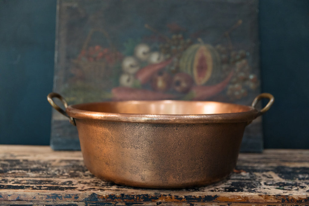 French Copper Pan with Brass Handles - C12