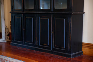 French 1930's Ebonized Cabinet with Glass Doors