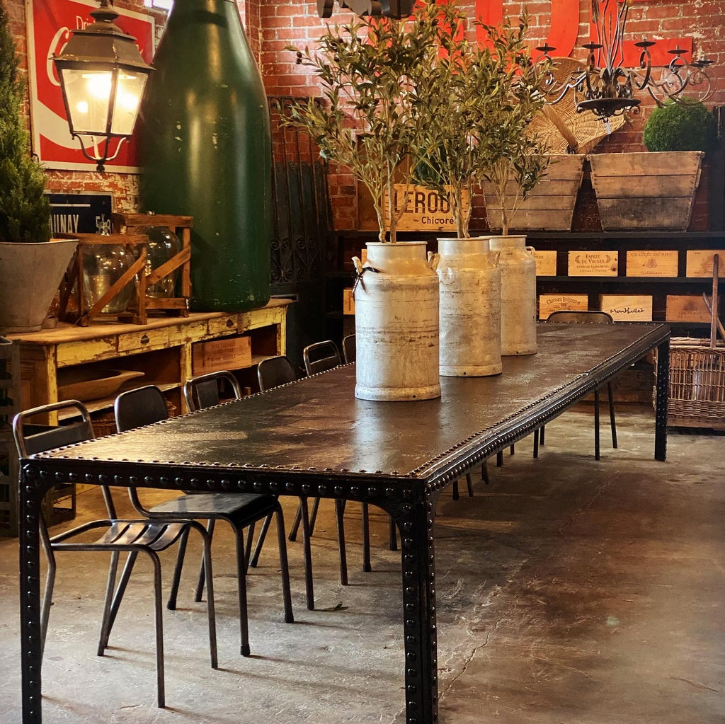 Magnificent Huge French Industrial Steel Rivet Table