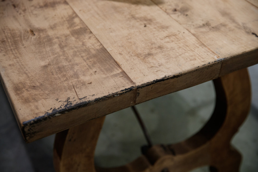 Natural Wood & Wrought Iron Swedish Dining Table